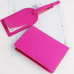2pcs Travel Bronzing Passport Clip Luggage Tag Set