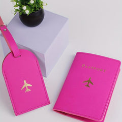 2pcs Travel Bronzing Passport Clip Luggage Tag Set