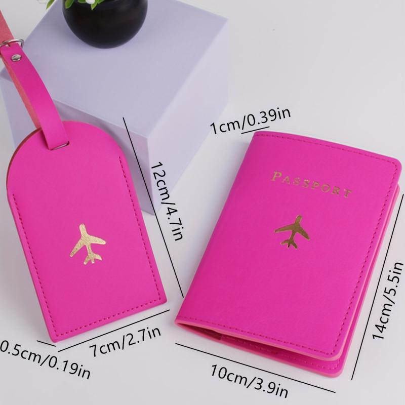 2pcs Travel Bronzing Passport Clip Luggage Tag Set