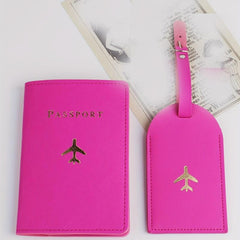 2pcs Travel Bronzing Passport Clip Luggage Tag Set