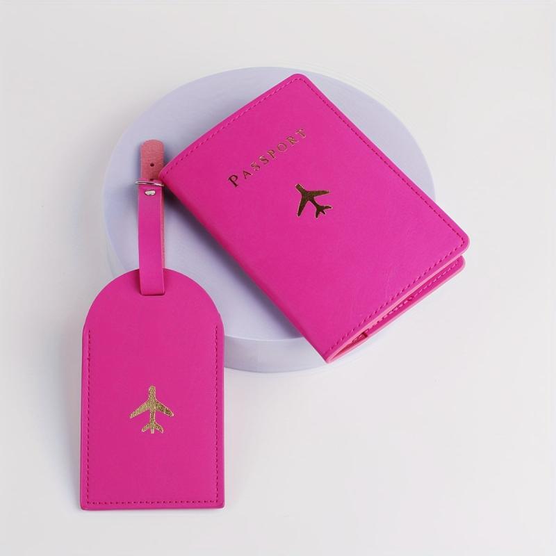 2pcs Travel Bronzing Passport Clip Luggage Tag Set