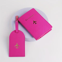 2pcs Travel Bronzing Passport Clip Luggage Tag Set