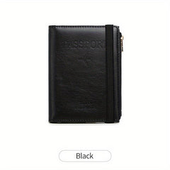 RFID Blocking Passport Holder Slim Travel Multifunctional Card Zipper Coin Pouch
