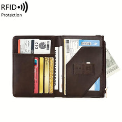 RFID Blocking Passport Holder Slim Travel Multifunctional Card Zipper Coin Pouch