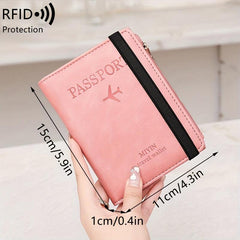 RFID Blocking Passport Holder Slim Travel Multifunctional Card Zipper Coin Pouch