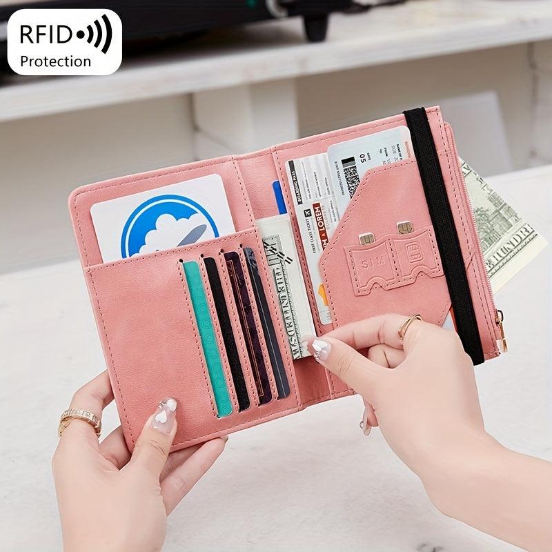 RFID Blocking Passport Holder Slim Travel Multifunctional Card Zipper Coin Pouch