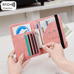 RFID Blocking Passport Holder Slim Travel Multifunctional Card Zipper Coin Pouch