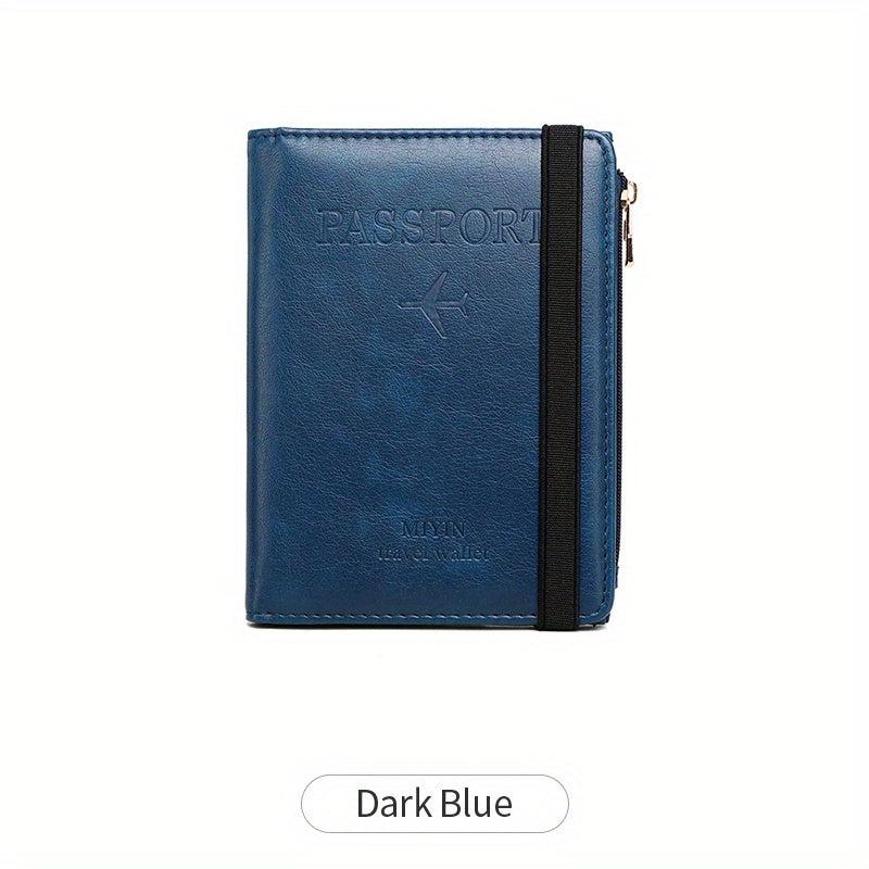 RFID Blocking Passport Holder Slim Travel Multifunctional Card Zipper Coin Pouch