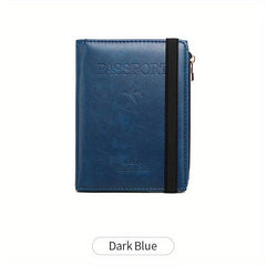 RFID Blocking Passport Holder Slim Travel Multifunctional Card Zipper Coin Pouch