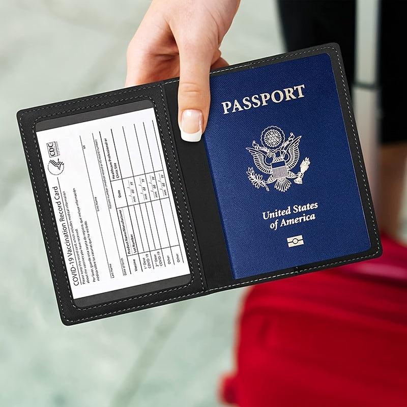 Unisex PU Leather Passport And Vaccine Card Holder