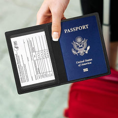 Unisex PU Leather Passport And Vaccine Card Holder