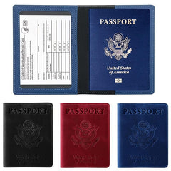 Unisex PU Leather Passport And Vaccine Card Holder