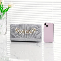 Rhinestone Glitter Chain Clutch Textured Flap Purse Evening Bag