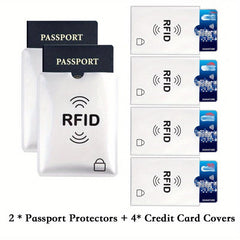 RFID Blocking Passport Cover & Card Case Set - 4 Passport Covers + 2 Card Cases
