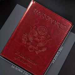 Passport Holder & Vaccine Card Travel Wallet PU Leather Unisex