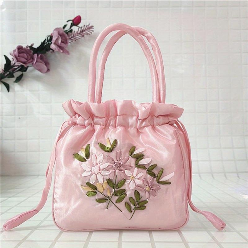 Floral Jacquard Bucket Bag for Women