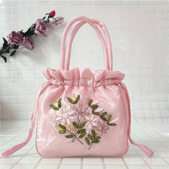 Floral Jacquard Bucket Bag for Women