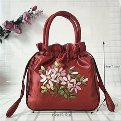 Floral Jacquard Bucket Bag for Women