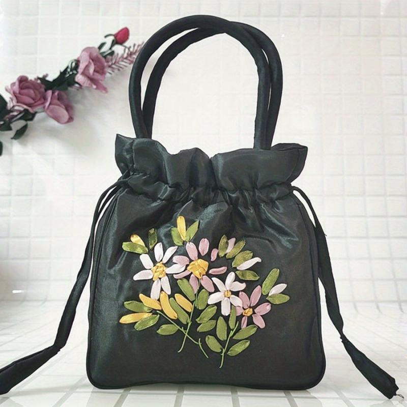 Floral Jacquard Bucket Bag for Women