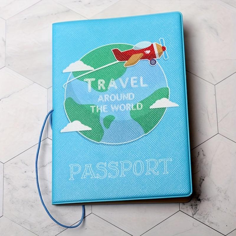 Cartoon Airplane Pattern Passport Holder Aircraft Document Storage Bag