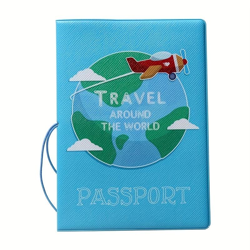 Cartoon Airplane Pattern Passport Holder Aircraft Document Storage Bag