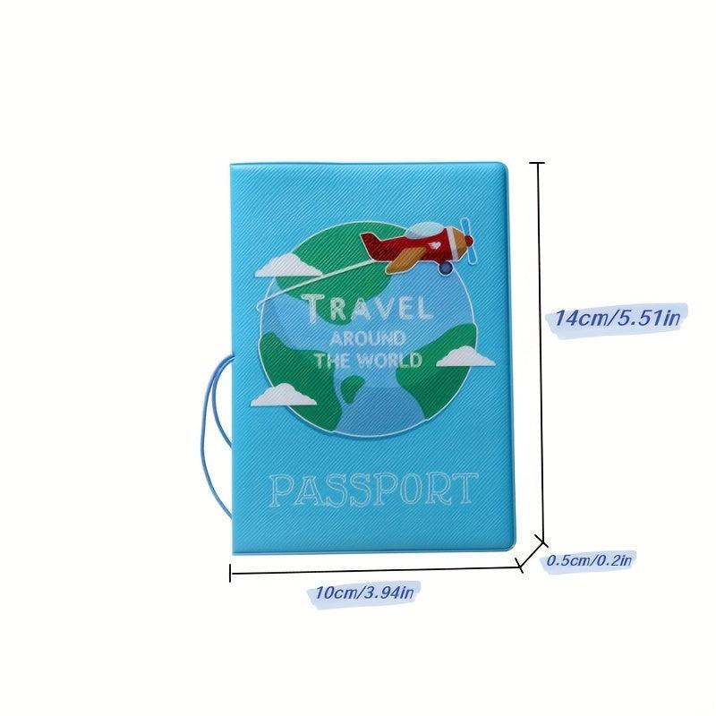 Cartoon Airplane Pattern Passport Holder Aircraft Document Storage Bag