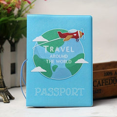 Cartoon Airplane Pattern Passport Holder Aircraft Document Storage Bag
