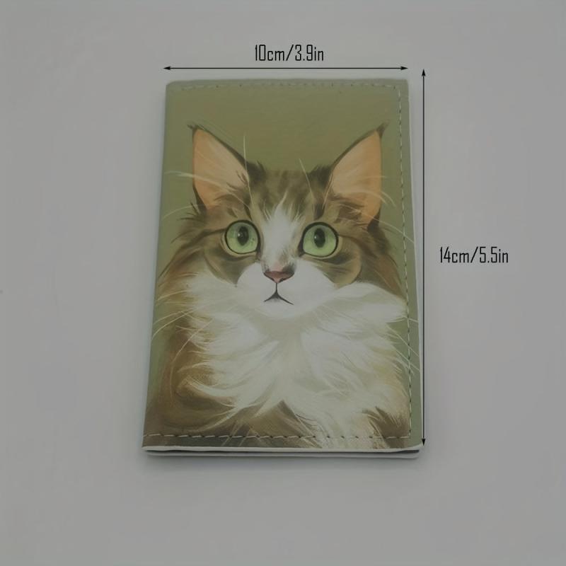 Cat Pattern Card Case Passport Bag PU Leather Cover Lightweight