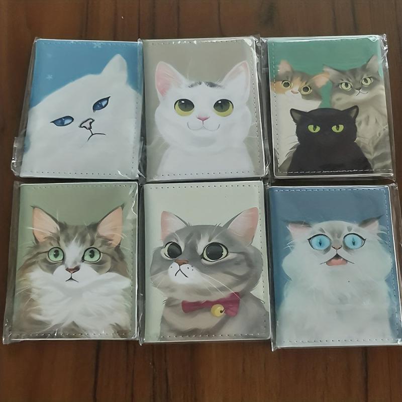 Cat Pattern Card Case Passport Bag PU Leather Cover Lightweight