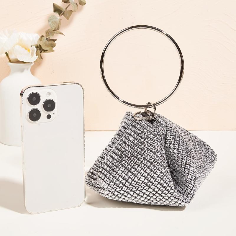 Glitter Clutch Bag Rhinestone Decor Evening Bag For Wedding
