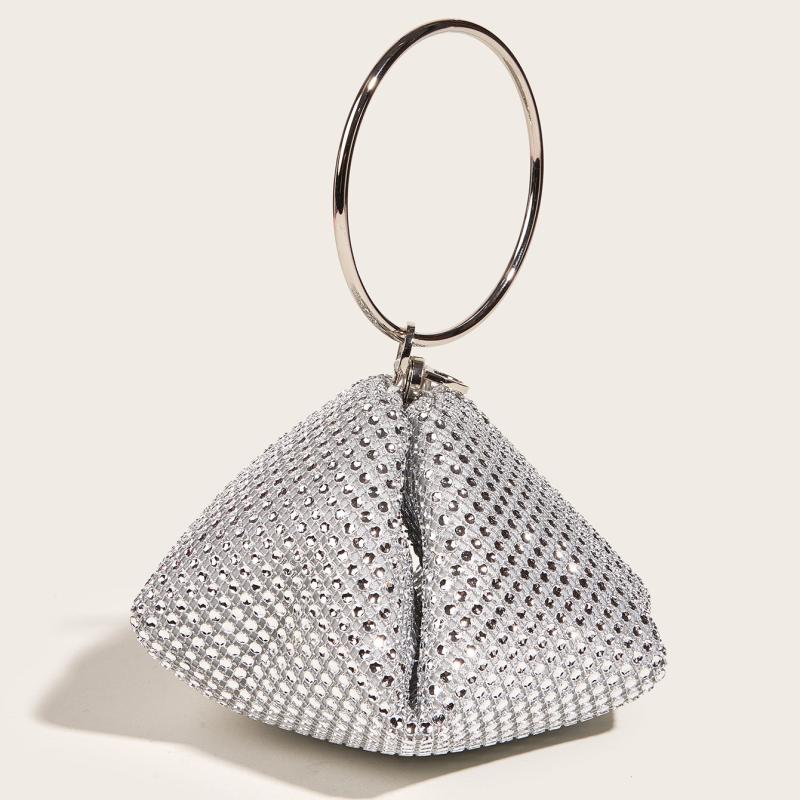 Glitter Clutch Bag Rhinestone Decor Evening Bag For Wedding