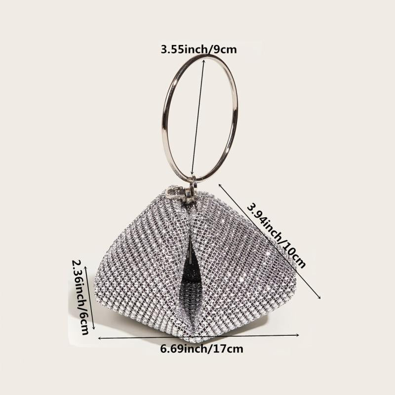 Glitter Clutch Bag Rhinestone Decor Evening Bag For Wedding