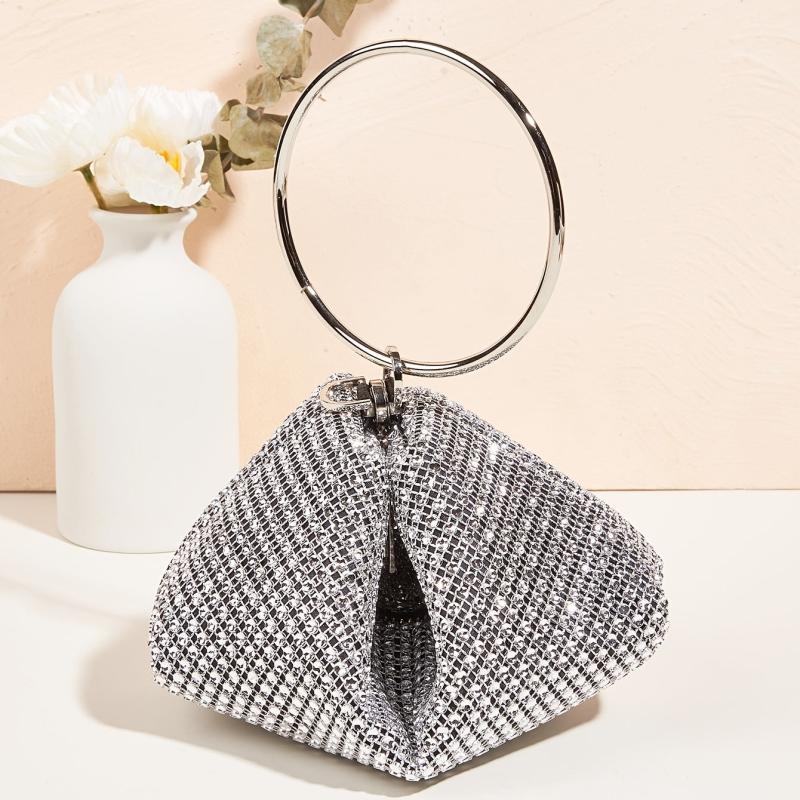 Glitter Clutch Bag Rhinestone Decor Evening Bag For Wedding