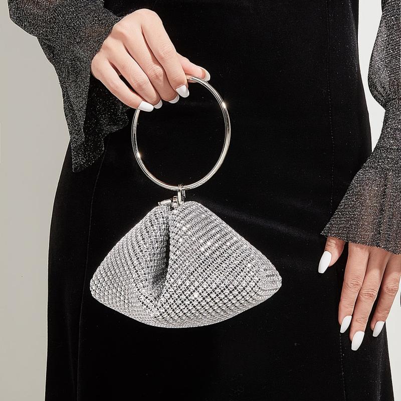 Glitter Clutch Bag Rhinestone Decor Evening Bag For Wedding