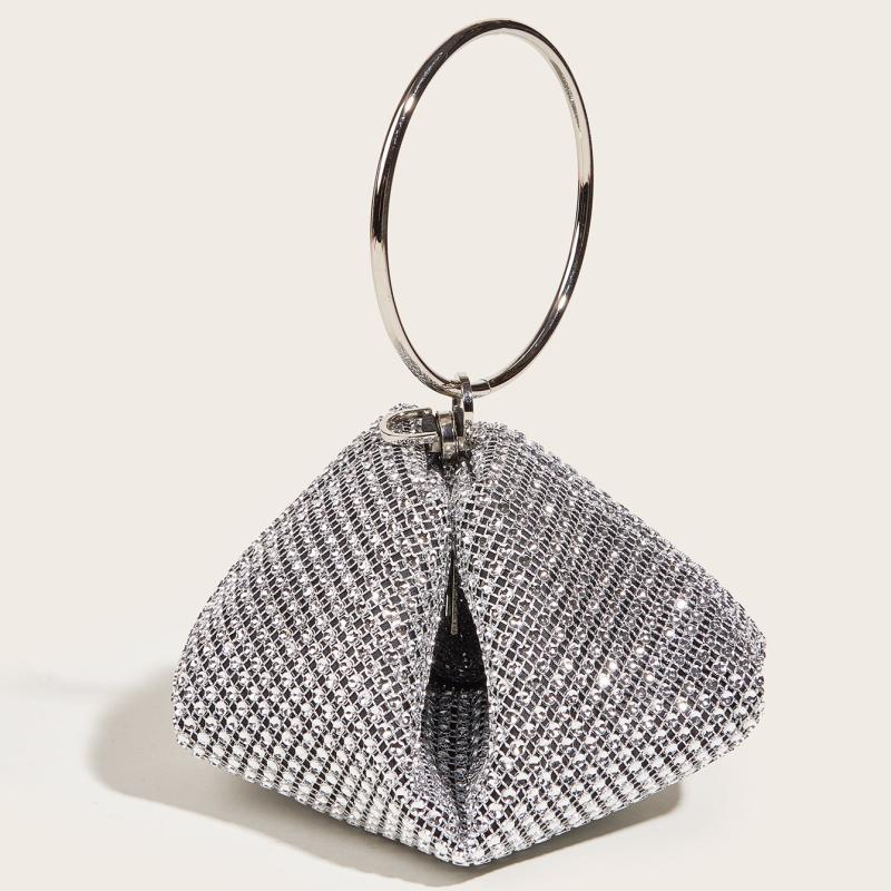 Glitter Clutch Bag Rhinestone Decor Evening Bag For Wedding