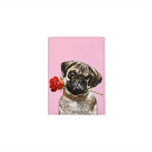 Dog Pattern Passport Bag Travel Passport Holder PU Leather Protector Cover