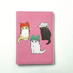 Cartoon Cat Passport Holder PU Leather Travel Document Bag