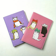 Cartoon Cat Passport Holder PU Leather Travel Document Bag