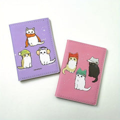 Cartoon Cat Passport Holder PU Leather Travel Document Bag