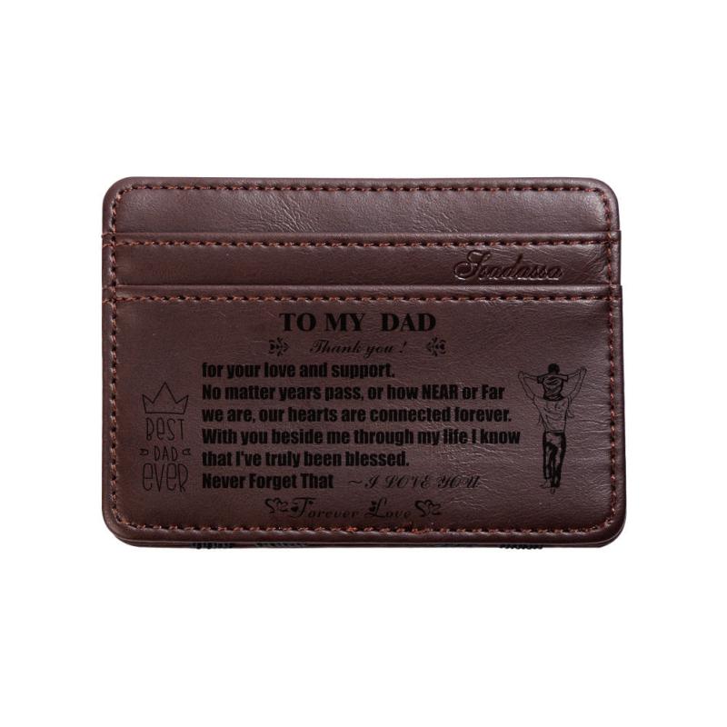 Engraved Card Holder For Men Slim PU Leather Wallet
