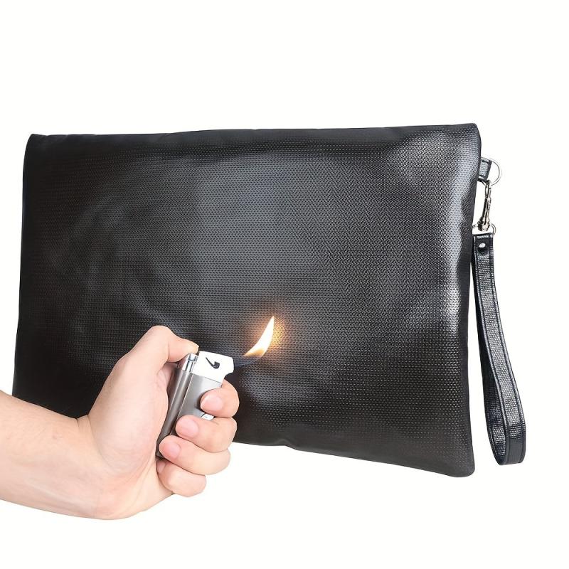 Fireproof Document Bag with Lock Waterproof Money Bag Safe Storage Pouch