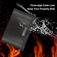 Fireproof Document Bag with Lock Waterproof Money Bag Safe Storage Pouch