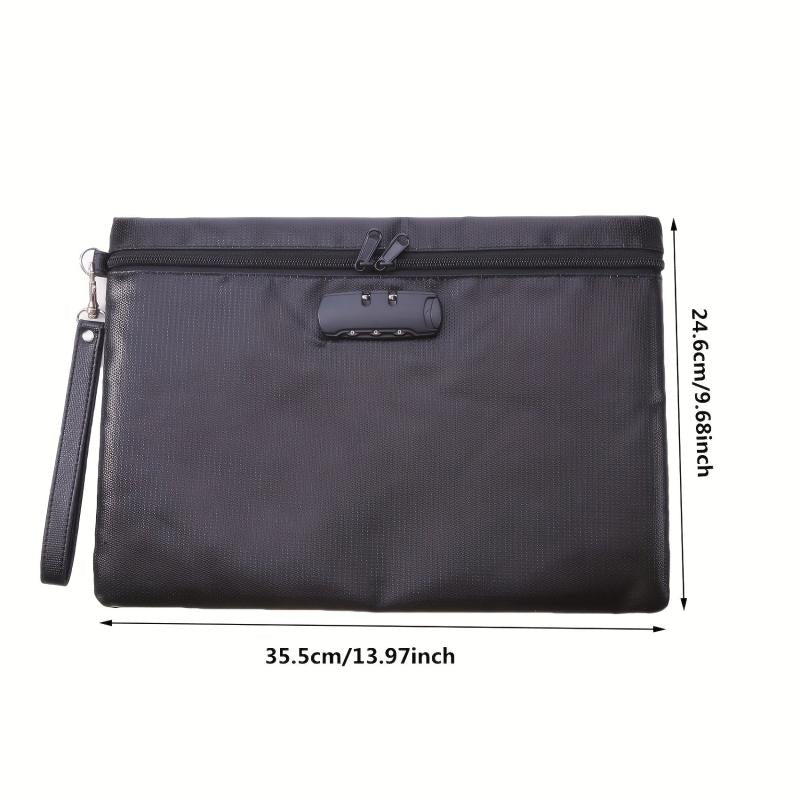 Fireproof Document Bag with Lock Waterproof Money Bag Safe Storage Pouch