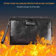 Fireproof Document Bag with Lock Waterproof Money Bag Safe Storage Pouch