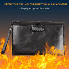 Fireproof Document Bag with Lock Waterproof Money Bag Safe Storage Pouch