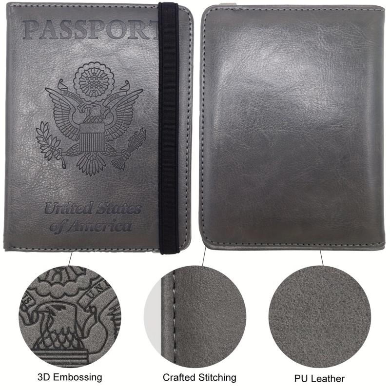 2pcs Passport Holder & Luggage Tag Set PU Leather Travel Bag for Men & Women