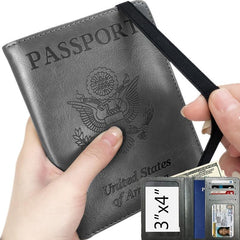 2pcs Passport Holder & Luggage Tag Set PU Leather Travel Bag for Men & Women