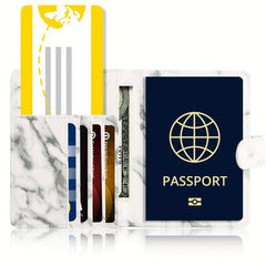 Marble Pattern Passport Case PU Leather Card Holder RFID Blocking Wallet