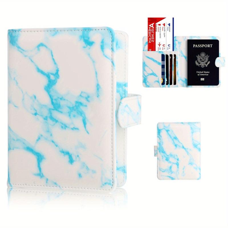 Marble Pattern Passport Case PU Leather Card Holder RFID Blocking Wallet