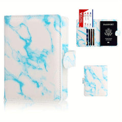 Marble Pattern Passport Case PU Leather Card Holder RFID Blocking Wallet